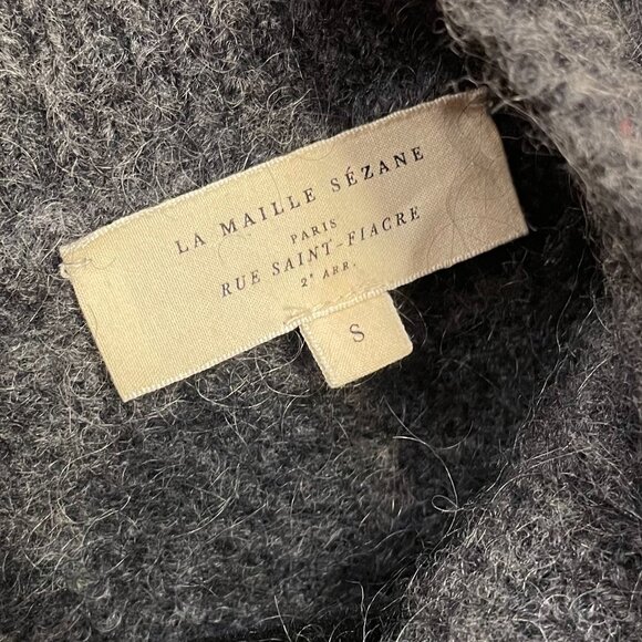 EUC Sezane Regina Rhinestone Pearl Mohair Wool Sweater Charcoal Small - Picture 7 of 9